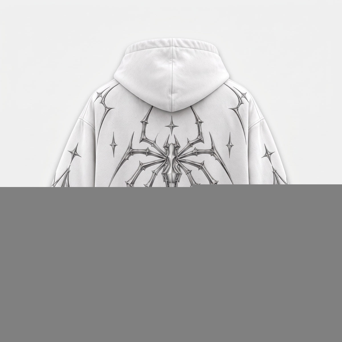 ARACHNEX Silver Spider Hoodie – White Back view