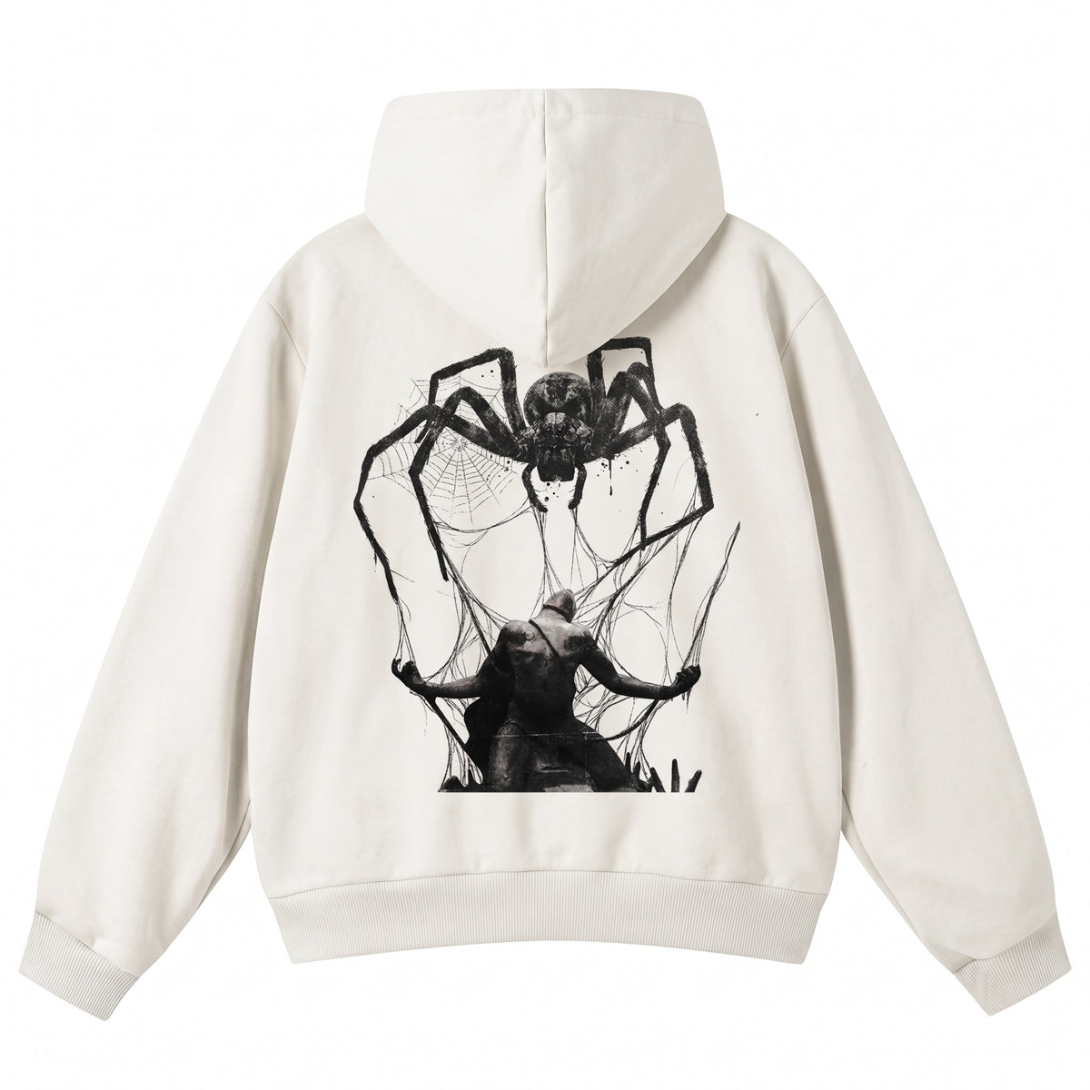 ARACHNEX Let Your Web Control You Hoodie Back spider artwork