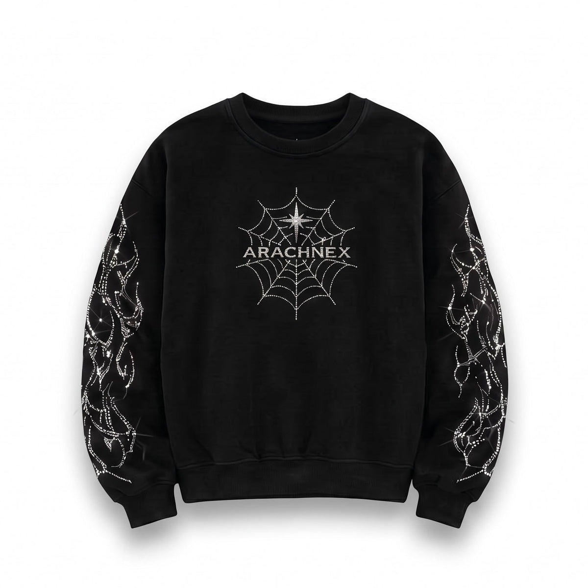 ARACHNEX Celestial Web Rhinestone Sweatshirt Front view