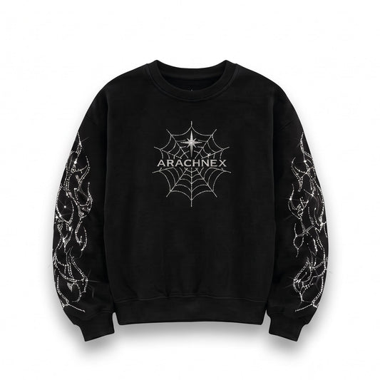 ARACHNEX Celestial Web Rhinestone Sweatshirt Front view