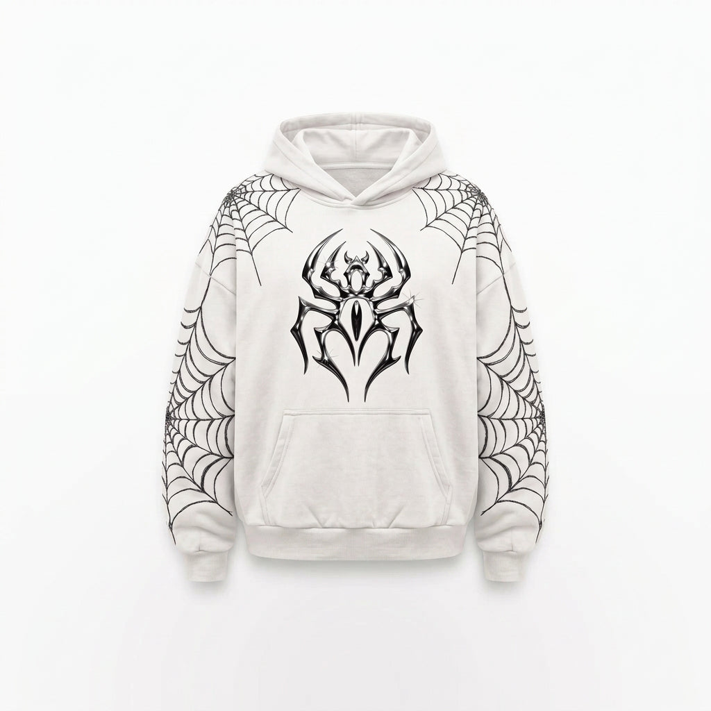 ARACHNEX Webbed Eye Hoodie White hoodie front