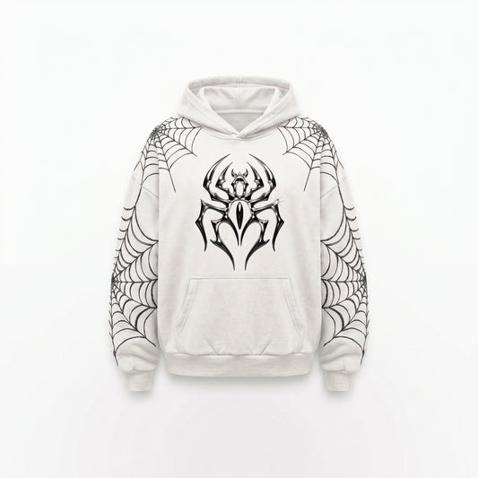 ARACHNEX Webbed Eye Hoodie White hoodie front