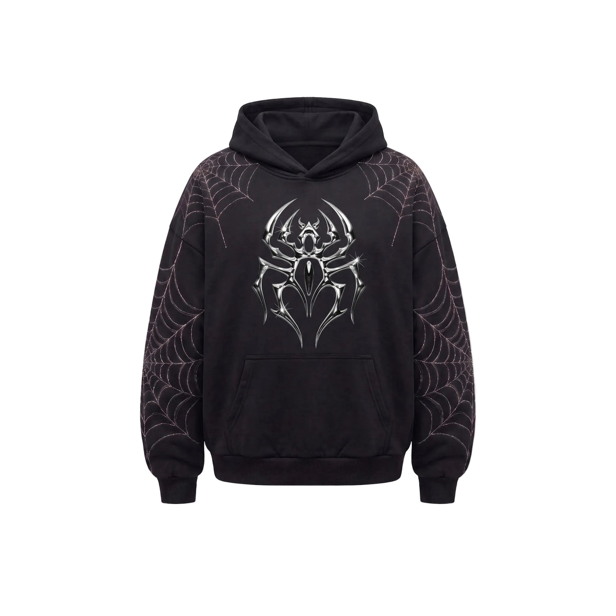 ARACHNEX Webbed Eye Hoodie Black hoodie front detail