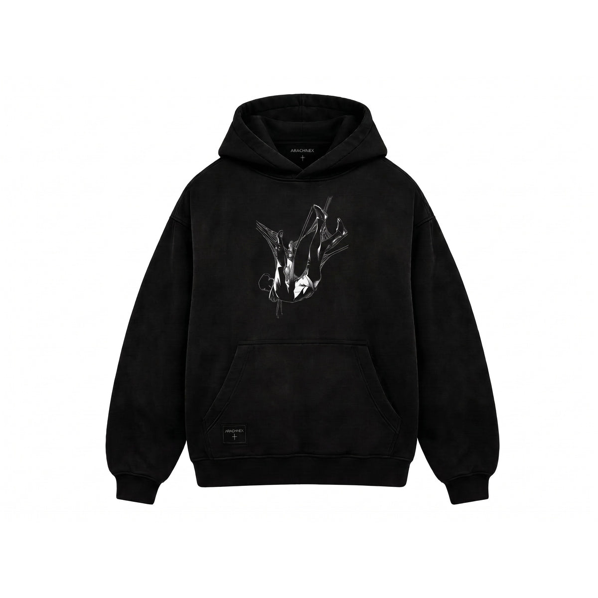 ARACHNEX Web Guardian Graphic Hoodie Black front spider graphic